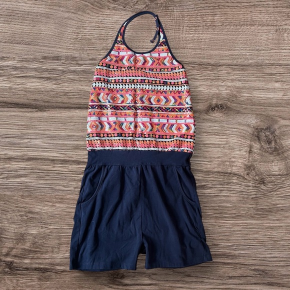 Colorful Patterned Halter Romper 11/22 - Picture 1 of 8